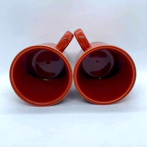 Fiesta Ring Handled Coffee Cups, Set of Two. Paprika (Dark Orange, Rust). - Picture 5 of 6